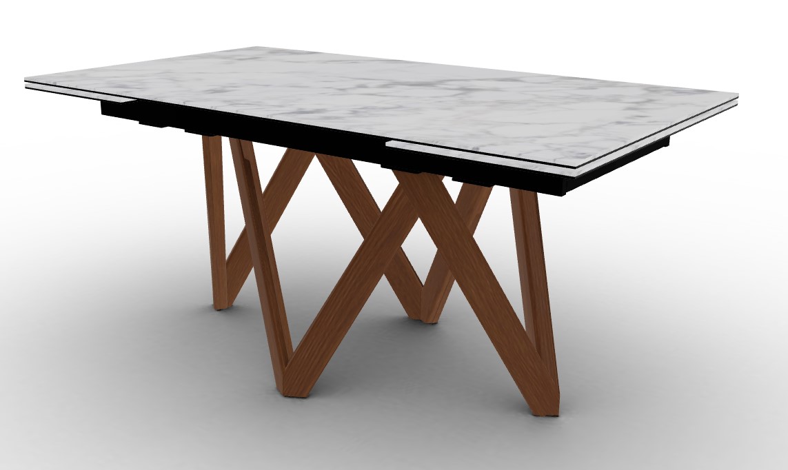 Cartesio W63"-94.5" Rectangular Ceramic/Wood Extendable Dining Table