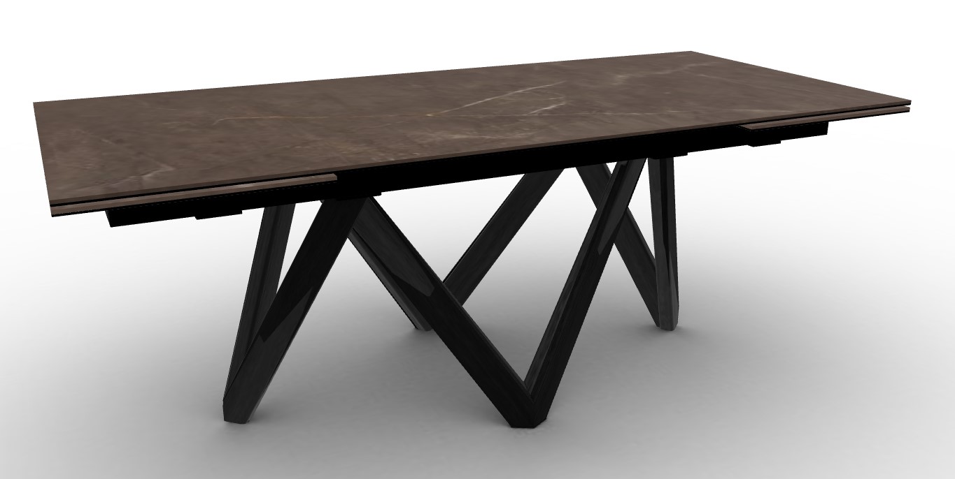 Cartesio W78.8"-118.1" Rectangular Ceramic/Wood Extendable Dining Table