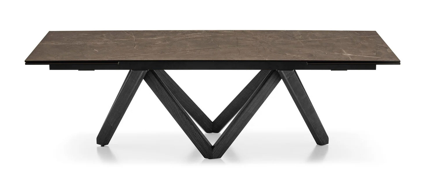 Cartesio W78.8"-118.1" Rectangular Ceramic/Wood Extendable Dining Table
