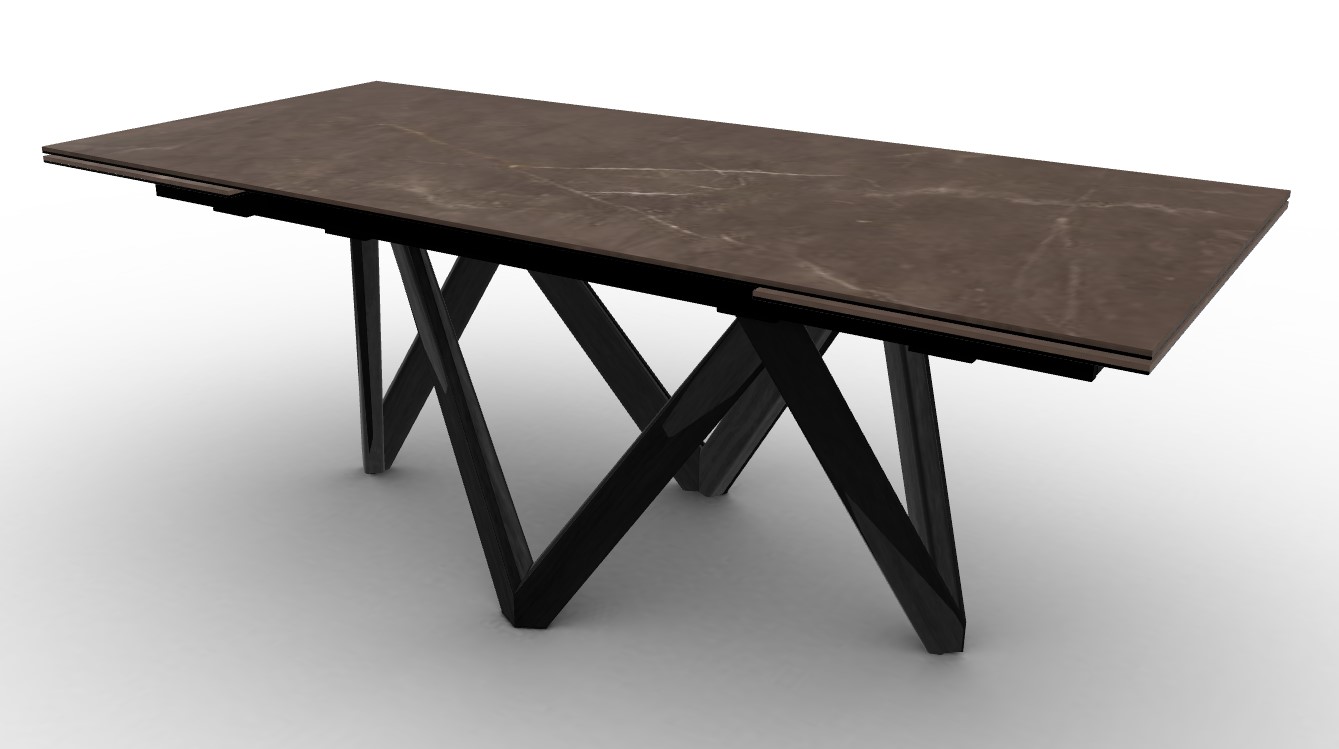 Cartesio W78.8"-118.1" Rectangular Ceramic/Wood Extendable Dining Table