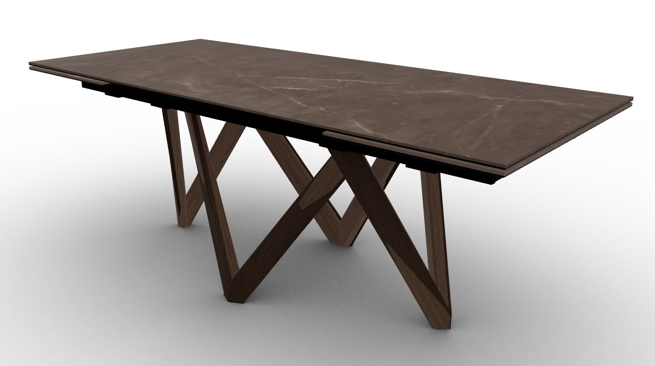 Cartesio W78.8"-118.1" Rectangular Ceramic/Wood Extendable Dining Table