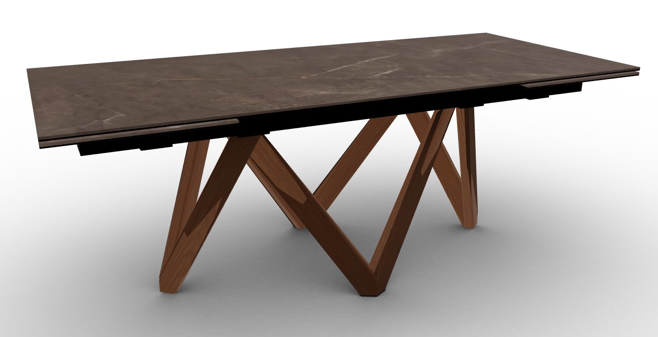 Cartesio W78.8"-118.1" Rectangular Ceramic/Wood Extendable Dining Table