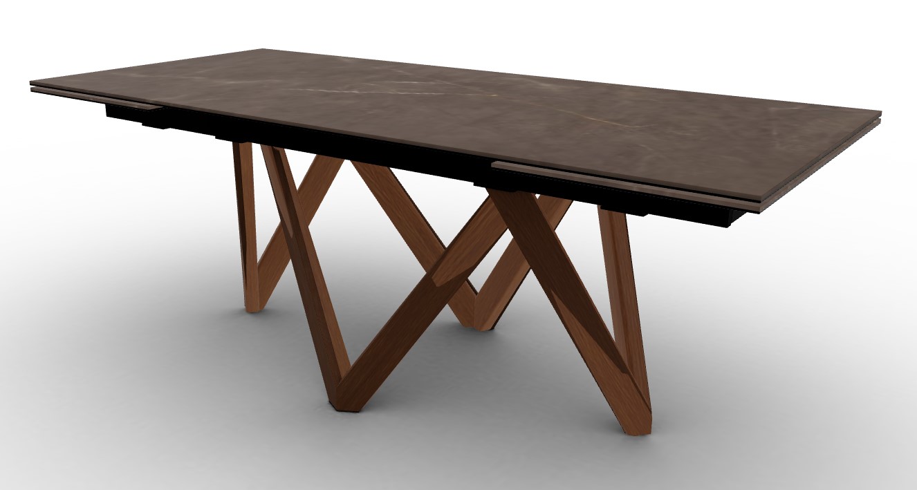 Cartesio W78.8"-118.1" Rectangular Ceramic/Wood Extendable Dining Table