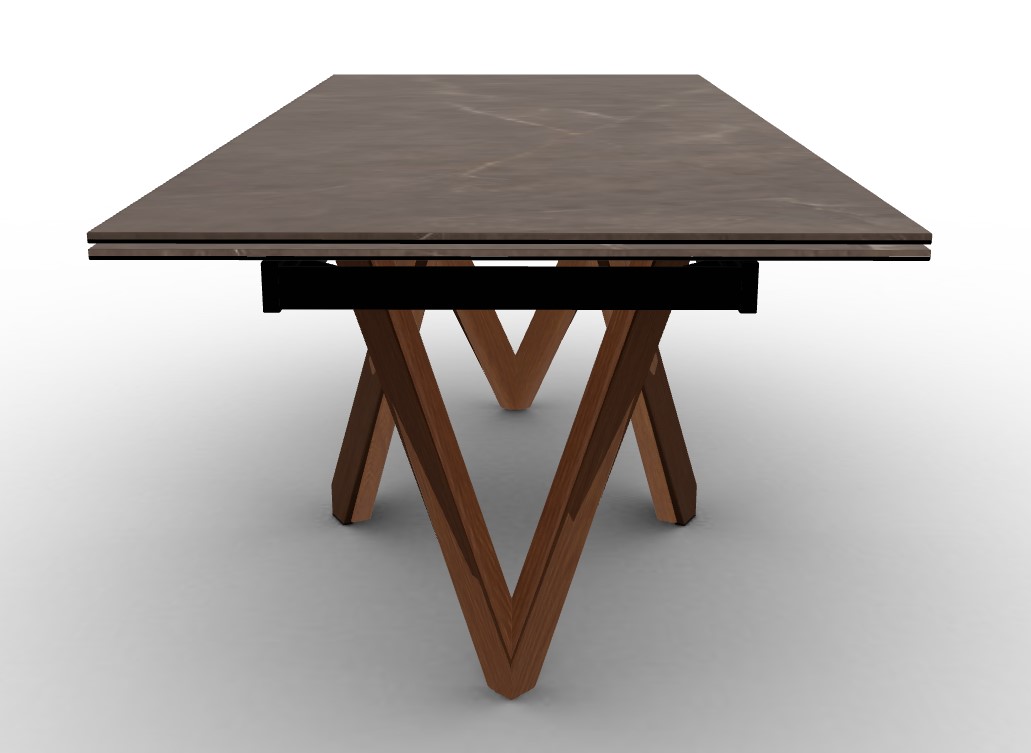 Cartesio W78.8"-118.1" Rectangular Ceramic/Wood Extendable Dining Table