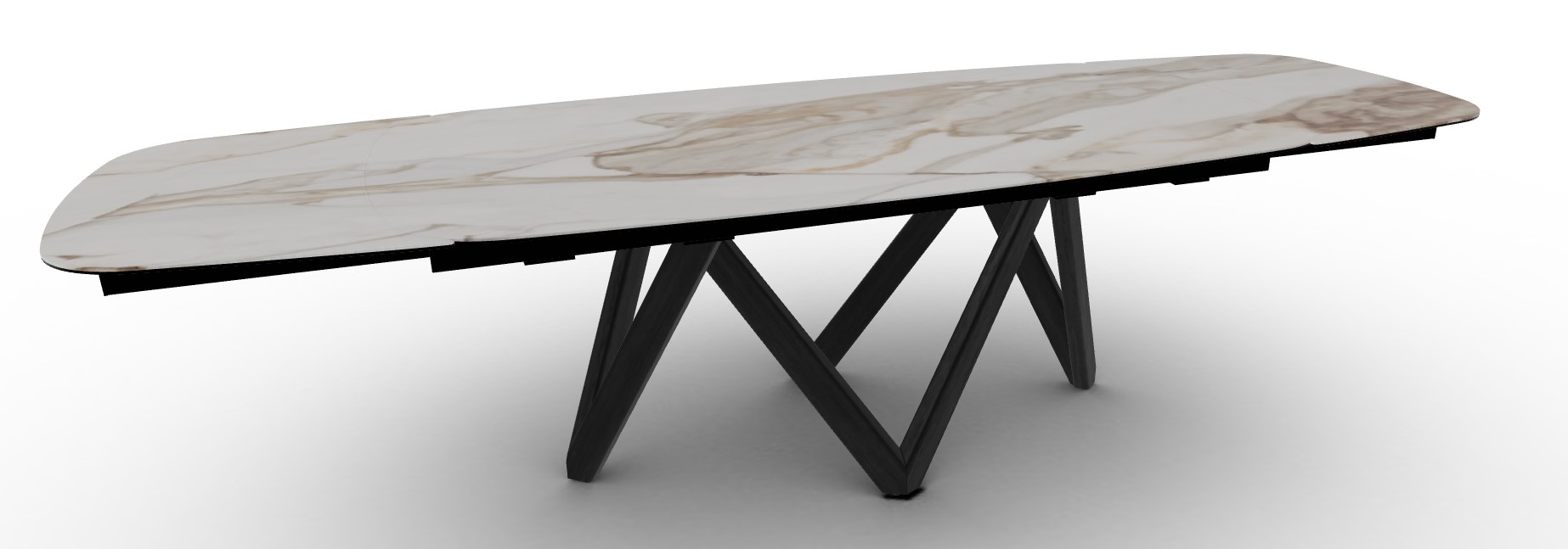 Cartesio W78.8"-116.6" Rectangular Ceramic/Wood Extendable Dining Table w/Rounded Corners