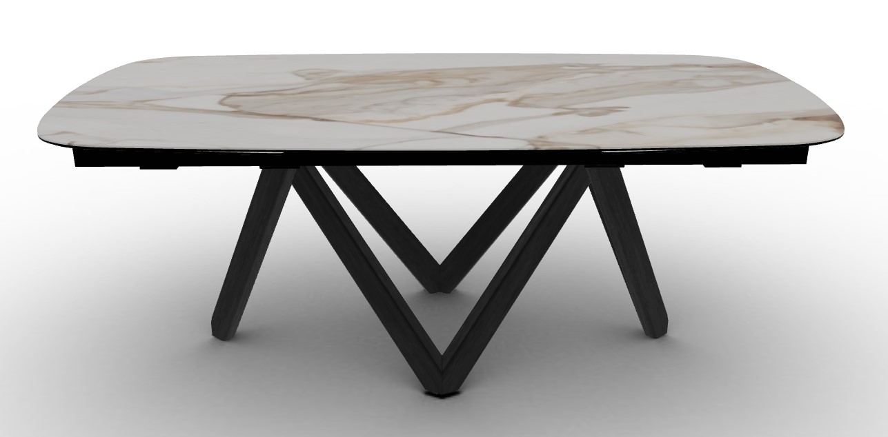 Cartesio W78.8"-116.6" Rectangular Ceramic/Wood Extendable Dining Table w/Rounded Corners