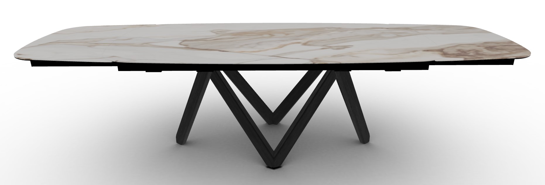 Cartesio W78.8"-116.6" Rectangular Ceramic/Wood Extendable Dining Table w/Rounded Corners