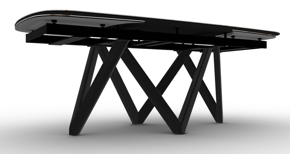 Cartesio W78.8"-116.6" Rectangular Ceramic/Wood Extendable Dining Table w/Rounded Corners