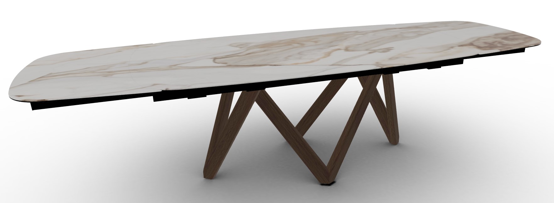 Cartesio W78.8"-116.6" Rectangular Ceramic/Wood Extendable Dining Table w/Rounded Corners