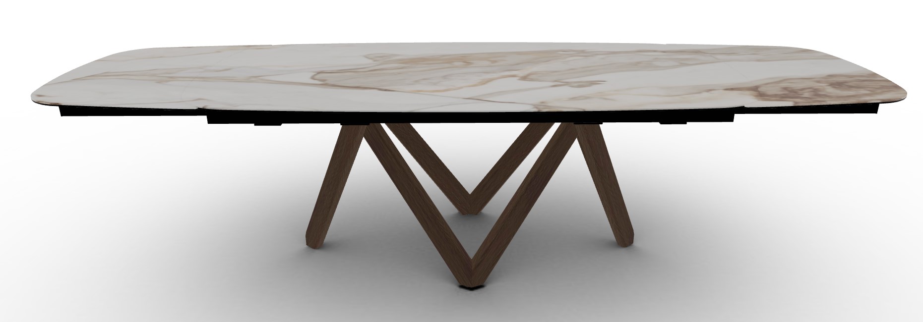 Cartesio W78.8"-116.6" Rectangular Ceramic/Wood Extendable Dining Table w/Rounded Corners