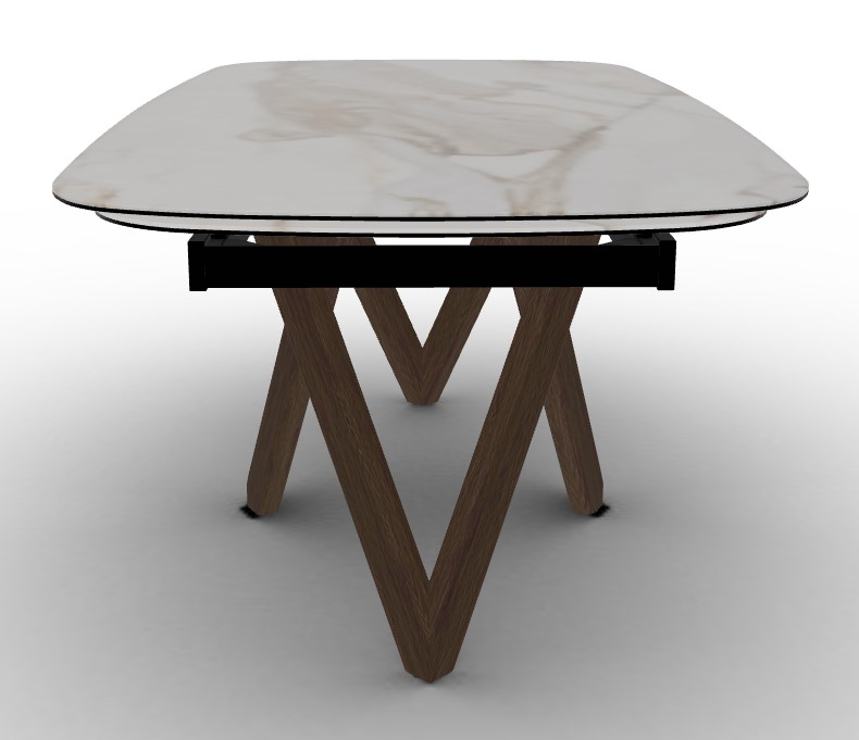 Cartesio W78.8"-116.6" Rectangular Ceramic/Wood Extendable Dining Table w/Rounded Corners