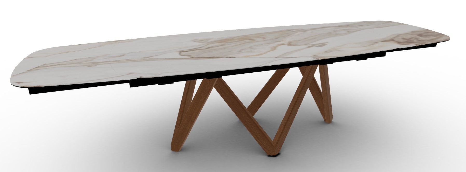 Cartesio W78.8"-116.6" Rectangular Ceramic/Wood Extendable Dining Table w/Rounded Corners