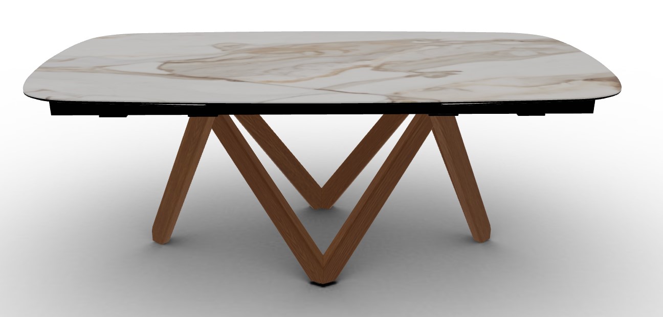 Cartesio W78.8"-116.6" Rectangular Ceramic/Wood Extendable Dining Table w/Rounded Corners