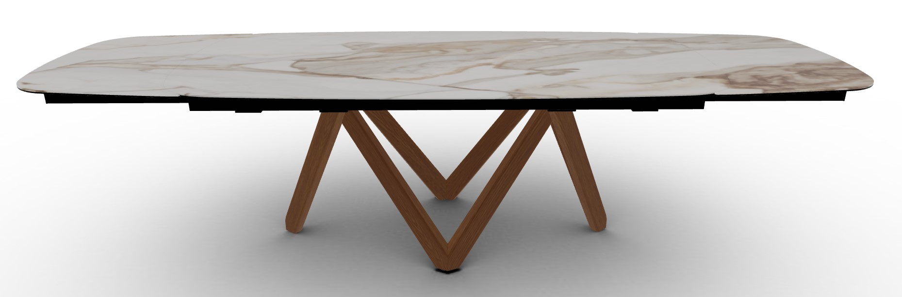 Cartesio W78.8"-116.6" Rectangular Ceramic/Wood Extendable Dining Table w/Rounded Corners