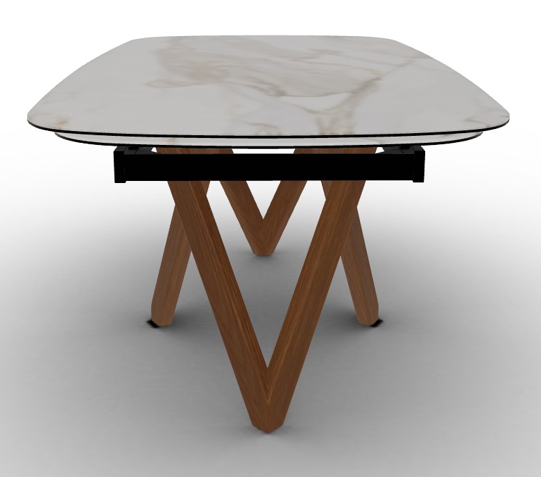 Cartesio W78.8"-116.6" Rectangular Ceramic/Wood Extendable Dining Table w/Rounded Corners