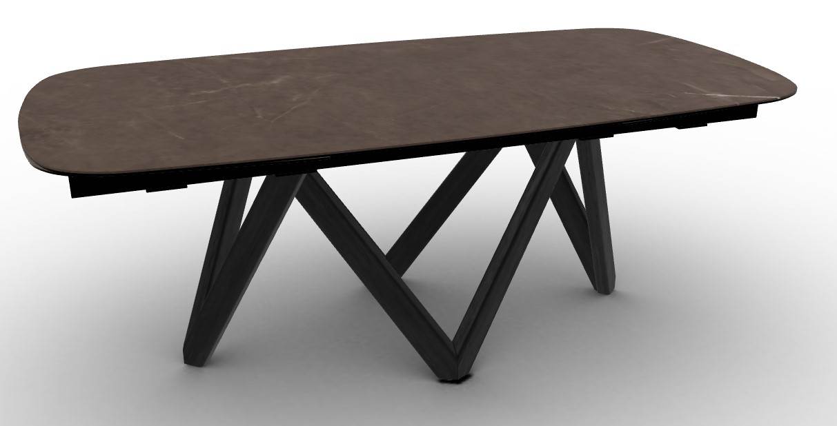 Cartesio W78.8"-116.6" Rectangular Ceramic/Wood Extendable Dining Table w/Rounded Corners