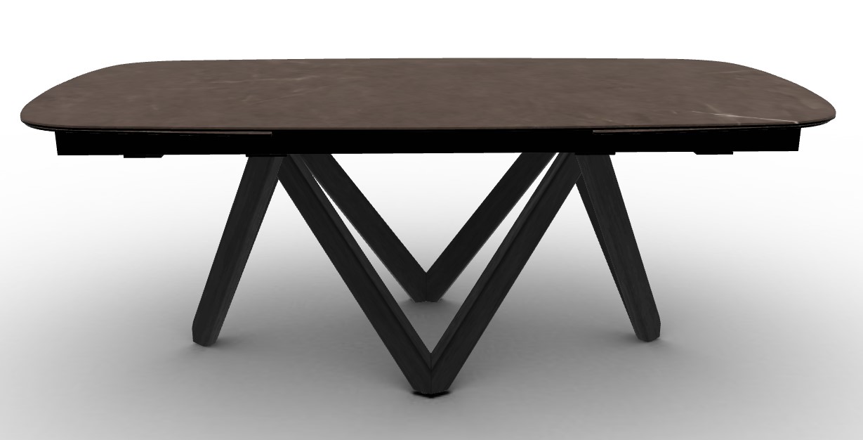 Cartesio W78.8"-116.6" Rectangular Ceramic/Wood Extendable Dining Table w/Rounded Corners