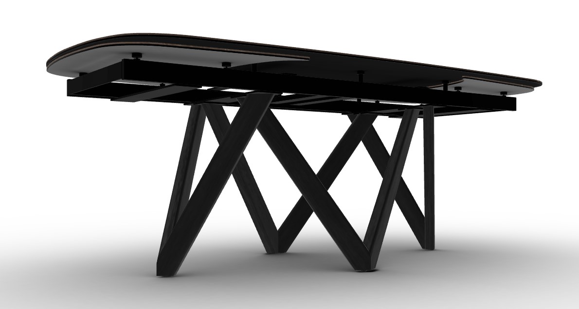 Cartesio W78.8"-116.6" Rectangular Ceramic/Wood Extendable Dining Table w/Rounded Corners
