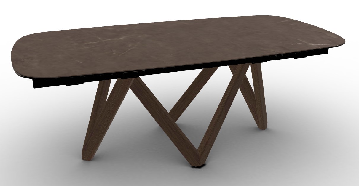 Cartesio W78.8"-116.6" Rectangular Ceramic/Wood Extendable Dining Table w/Rounded Corners