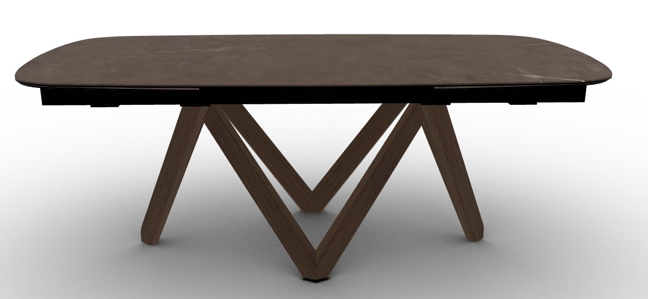 Cartesio W78.8"-116.6" Rectangular Ceramic/Wood Extendable Dining Table w/Rounded Corners