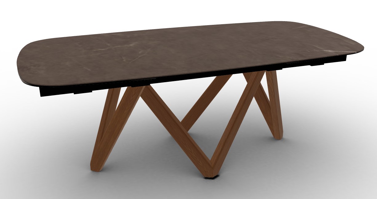 Cartesio W78.8"-116.6" Rectangular Ceramic/Wood Extendable Dining Table w/Rounded Corners