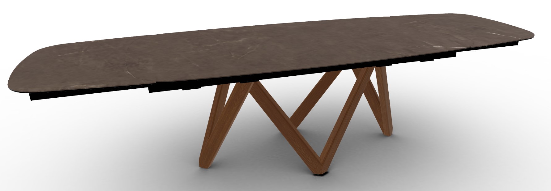 Cartesio W78.8"-116.6" Rectangular Ceramic/Wood Extendable Dining Table w/Rounded Corners