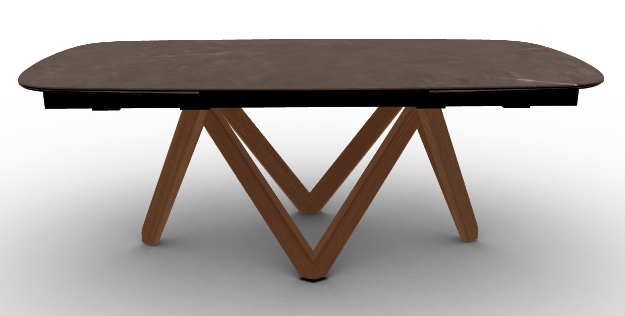 Cartesio W78.8"-116.6" Rectangular Ceramic/Wood Extendable Dining Table w/Rounded Corners