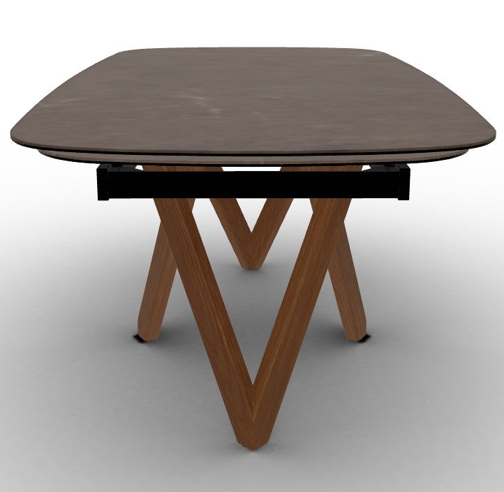 Cartesio W78.8"-116.6" Rectangular Ceramic/Wood Extendable Dining Table w/Rounded Corners