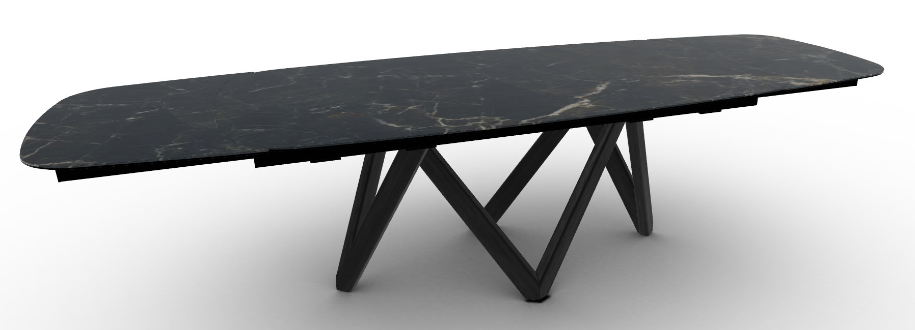 Cartesio W78.8"-116.6" Rectangular Ceramic/Wood Extendable Dining Table w/Rounded Corners
