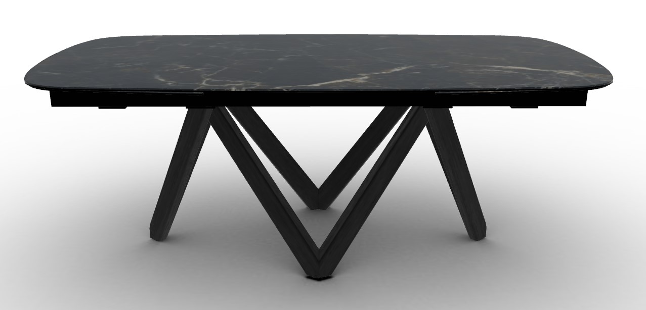 Cartesio W78.8"-116.6" Rectangular Ceramic/Wood Extendable Dining Table w/Rounded Corners