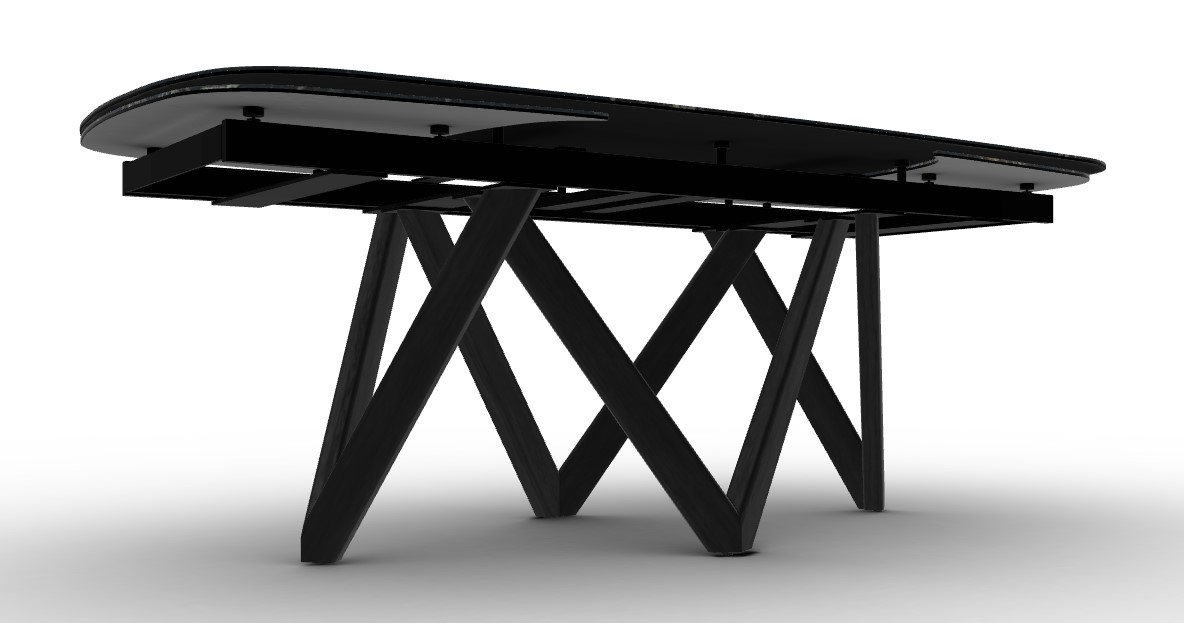 Cartesio W78.8"-116.6" Rectangular Ceramic/Wood Extendable Dining Table w/Rounded Corners