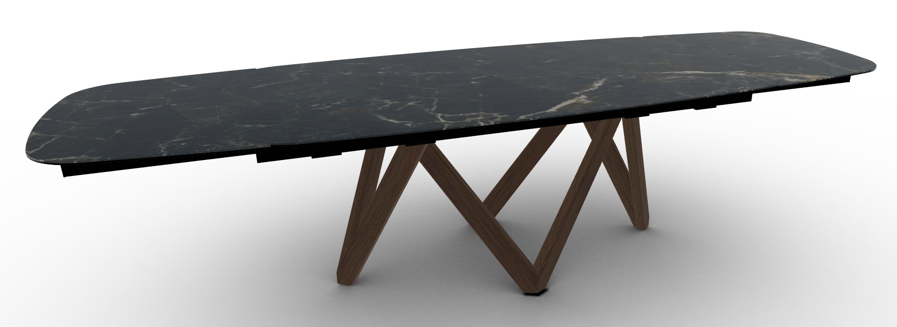 Cartesio W78.8"-116.6" Rectangular Ceramic/Wood Extendable Dining Table w/Rounded Corners