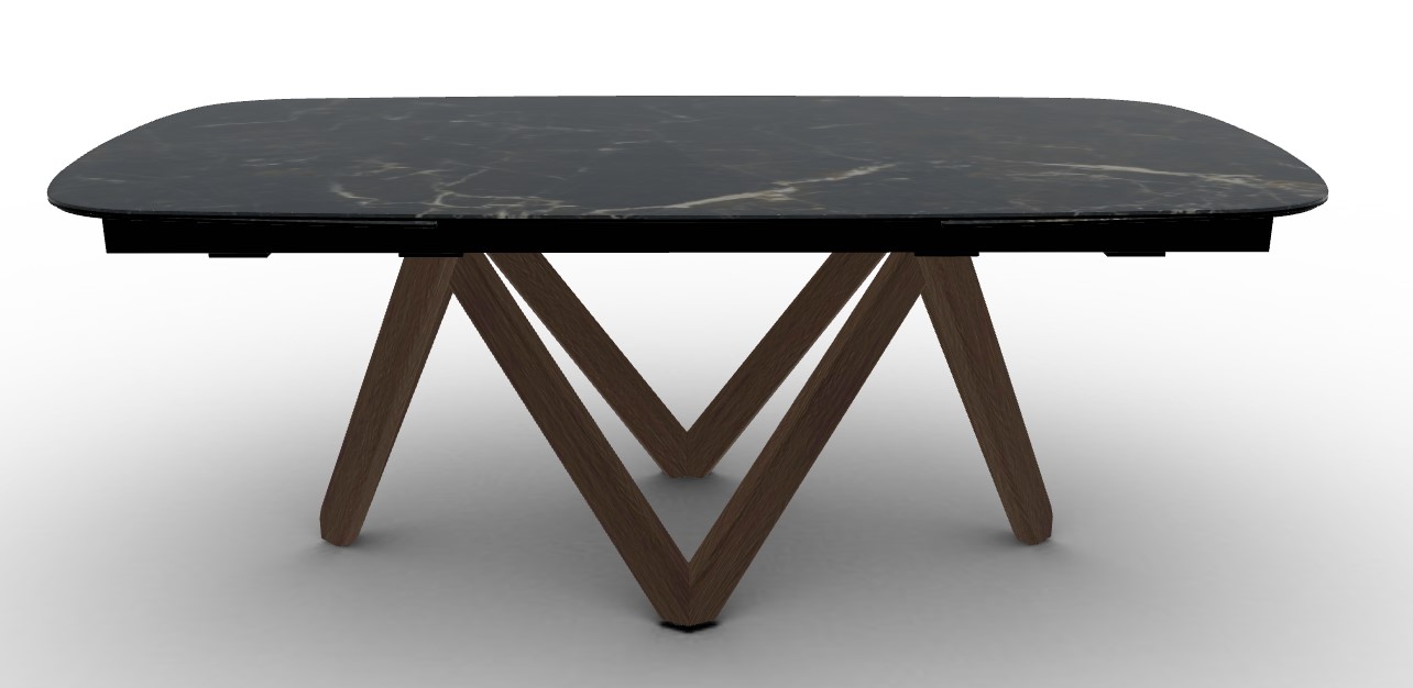 Cartesio W78.8"-116.6" Rectangular Ceramic/Wood Extendable Dining Table w/Rounded Corners