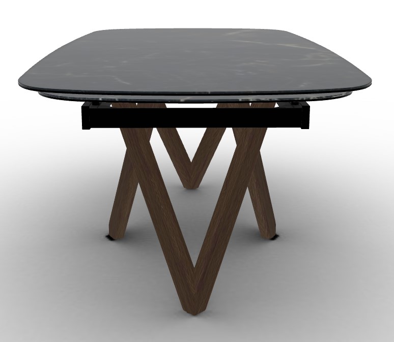 Cartesio W78.8"-116.6" Rectangular Ceramic/Wood Extendable Dining Table w/Rounded Corners