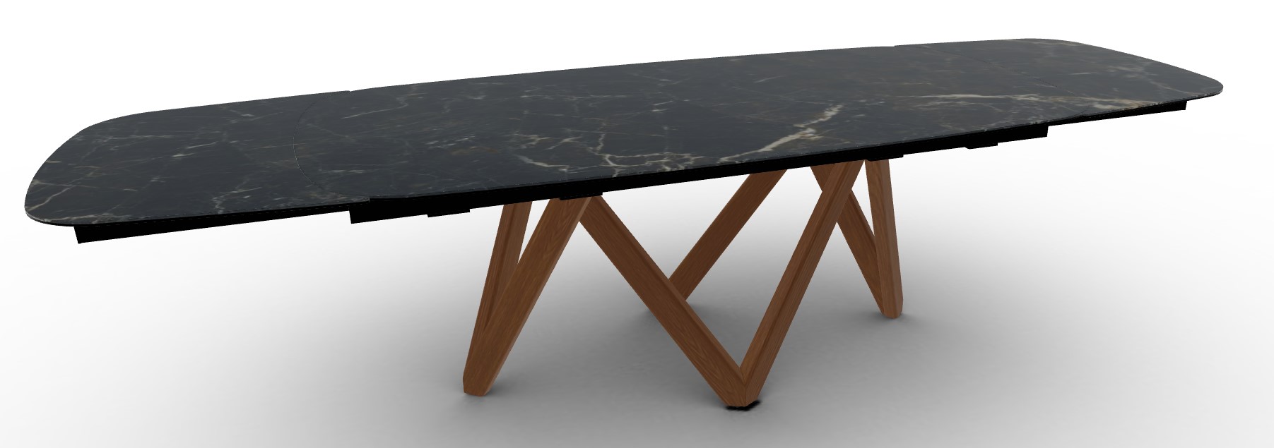 Cartesio W78.8"-116.6" Rectangular Ceramic/Wood Extendable Dining Table w/Rounded Corners