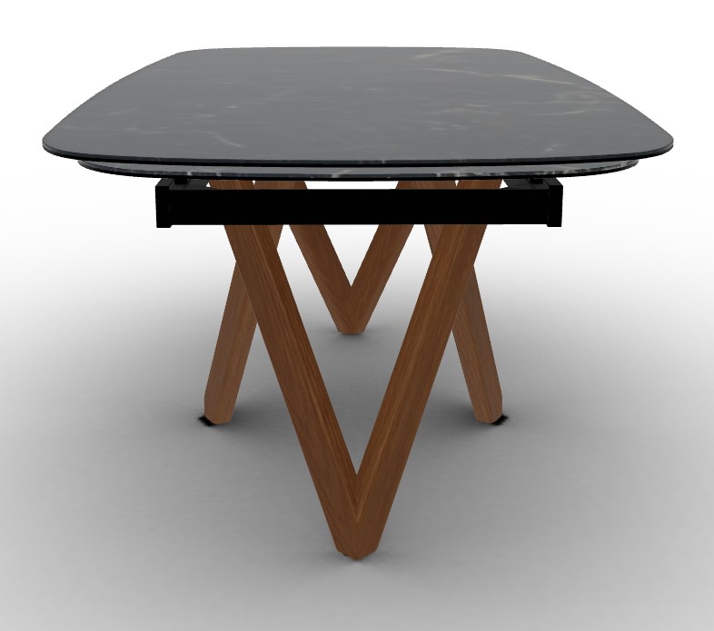 Cartesio W78.8"-116.6" Rectangular Ceramic/Wood Extendable Dining Table w/Rounded Corners