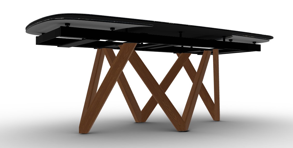 Cartesio W78.8"-116.6" Rectangular Ceramic/Wood Extendable Dining Table w/Rounded Corners
