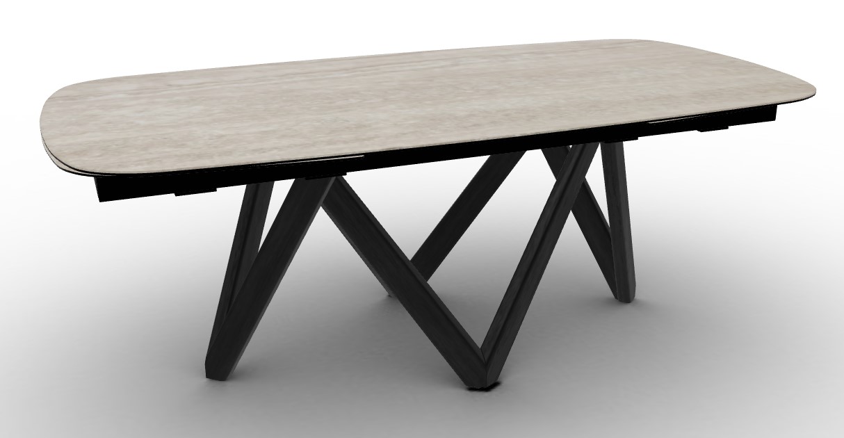Cartesio W78.8"-116.6" Rectangular Ceramic/Wood Extendable Dining Table w/Rounded Corners