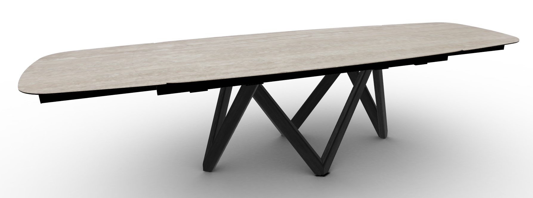 Cartesio W78.8"-116.6" Rectangular Ceramic/Wood Extendable Dining Table w/Rounded Corners