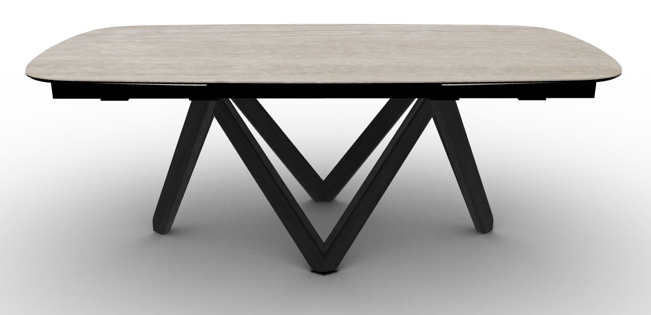 Cartesio W78.8"-116.6" Rectangular Ceramic/Wood Extendable Dining Table w/Rounded Corners