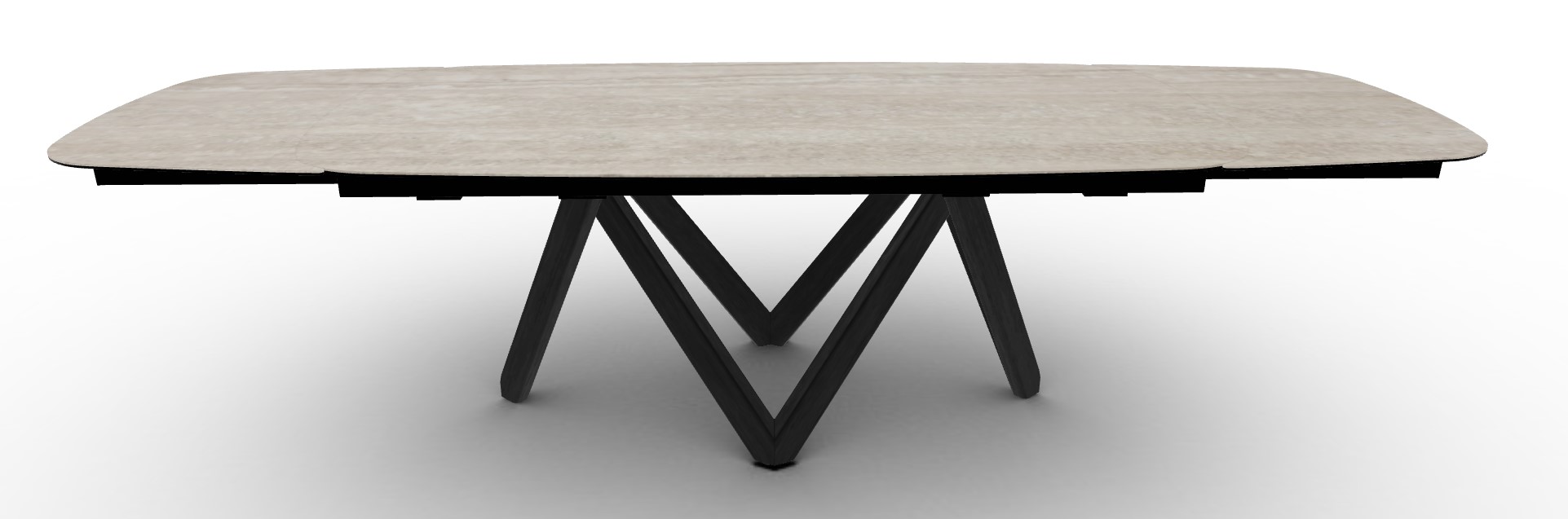 Cartesio W78.8"-116.6" Rectangular Ceramic/Wood Extendable Dining Table w/Rounded Corners