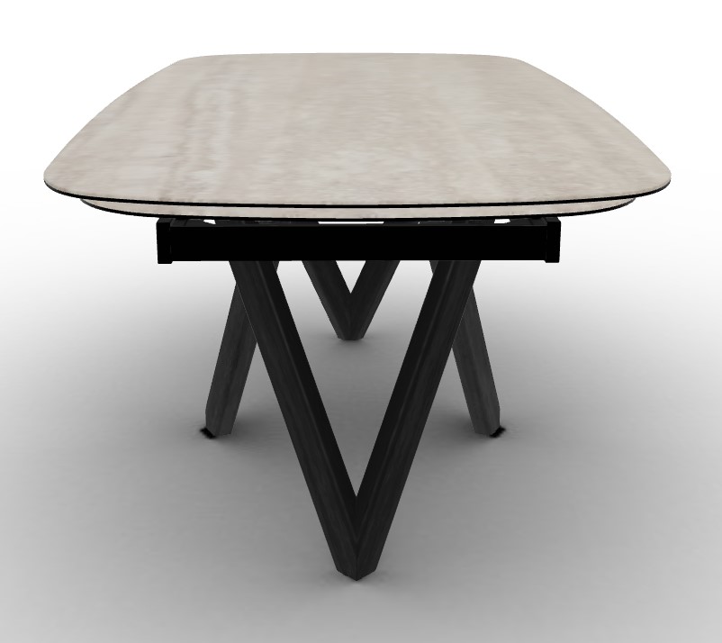 Cartesio W78.8"-116.6" Rectangular Ceramic/Wood Extendable Dining Table w/Rounded Corners