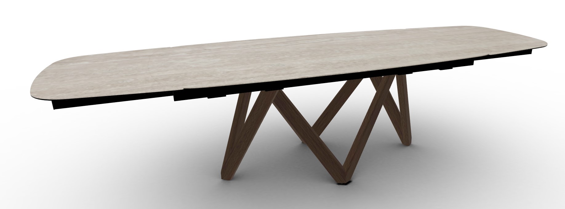 Cartesio W78.8"-116.6" Rectangular Ceramic/Wood Extendable Dining Table w/Rounded Corners