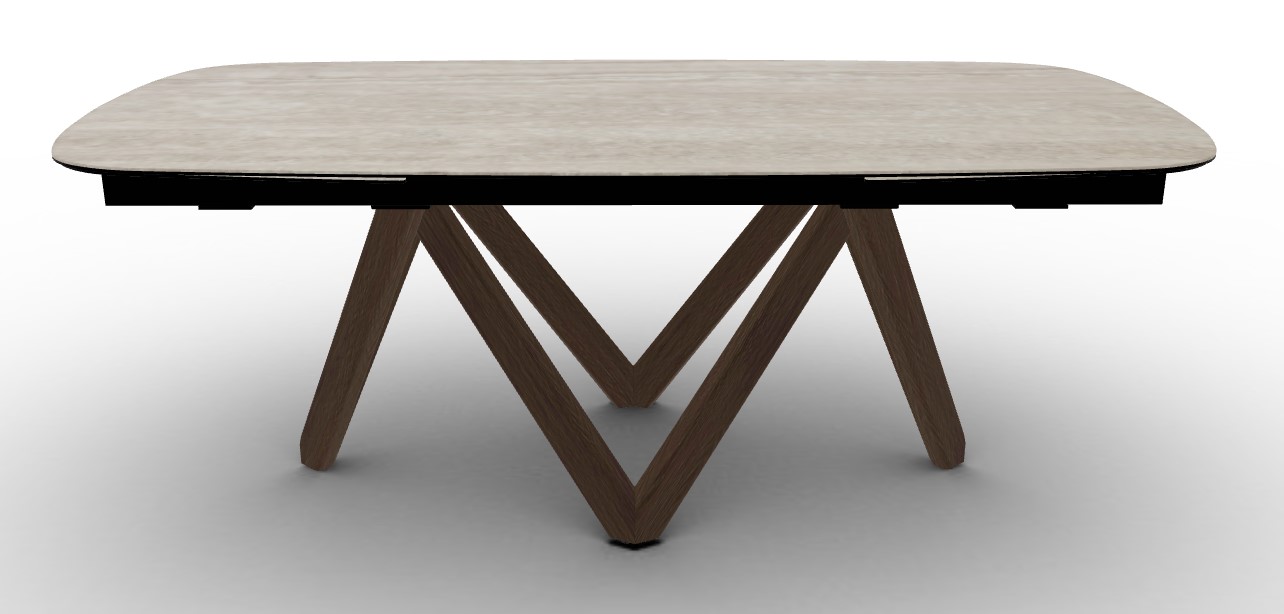 Cartesio W78.8"-116.6" Rectangular Ceramic/Wood Extendable Dining Table w/Rounded Corners