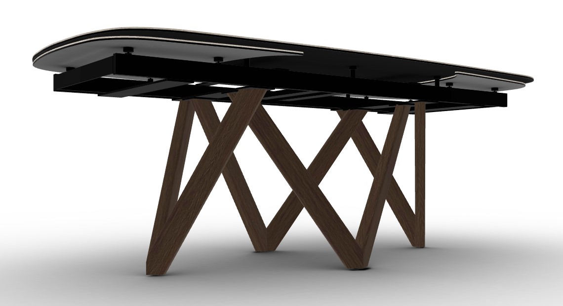 Cartesio W78.8"-116.6" Rectangular Ceramic/Wood Extendable Dining Table w/Rounded Corners