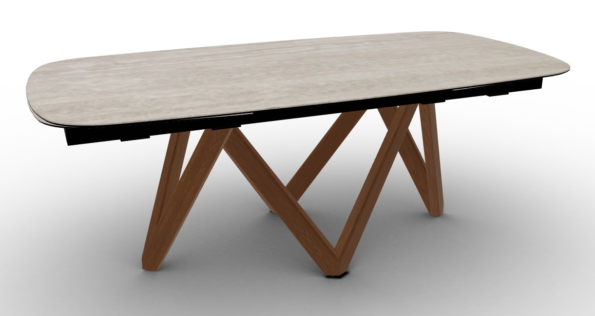 Cartesio W78.8"-116.6" Rectangular Ceramic/Wood Extendable Dining Table w/Rounded Corners