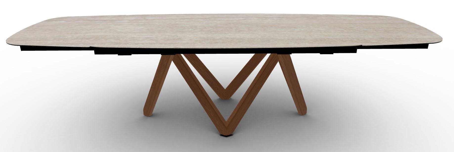 Cartesio W78.8"-116.6" Rectangular Ceramic/Wood Extendable Dining Table w/Rounded Corners