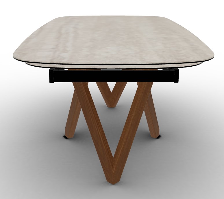 Cartesio W78.8"-116.6" Rectangular Ceramic/Wood Extendable Dining Table w/Rounded Corners