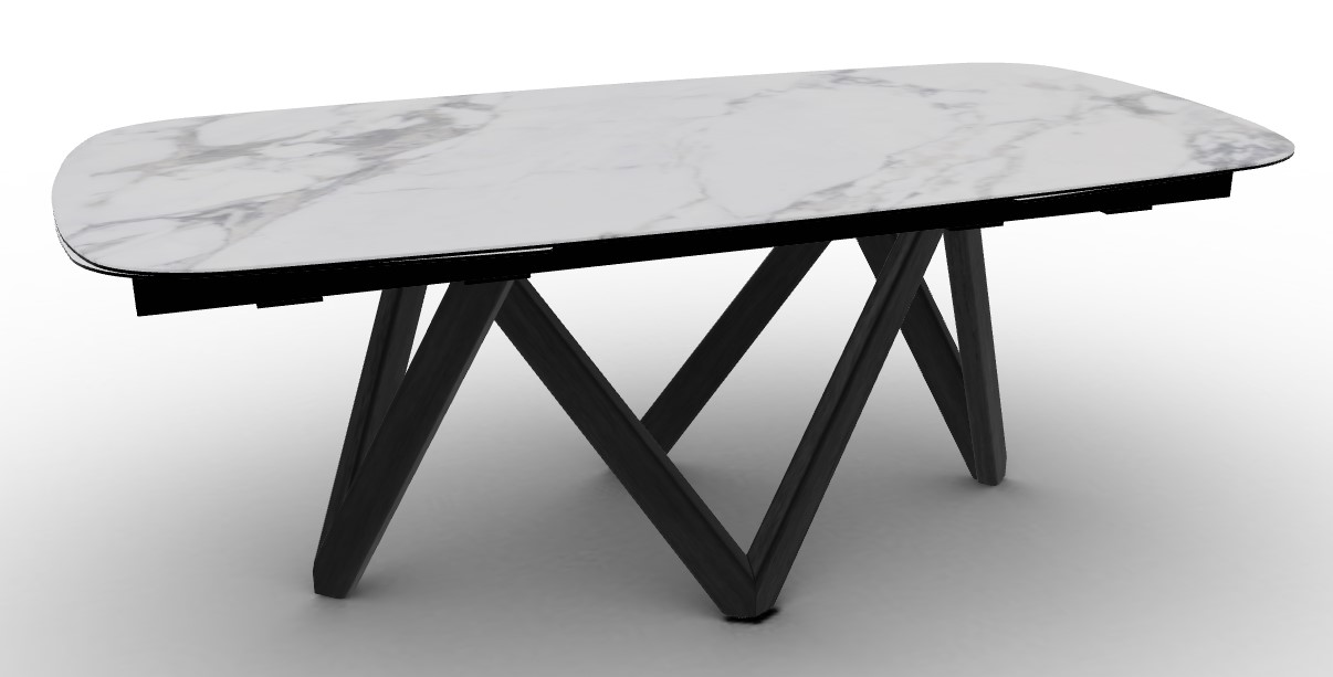 Cartesio W78.8"-116.6" Rectangular Ceramic/Wood Extendable Dining Table w/Rounded Corners