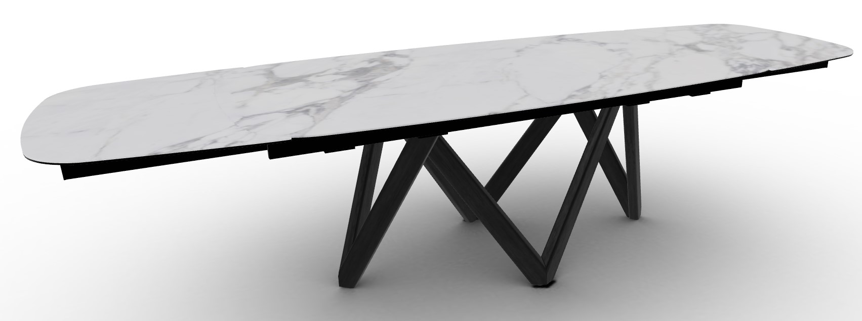 Cartesio W78.8"-116.6" Rectangular Ceramic/Wood Extendable Dining Table w/Rounded Corners
